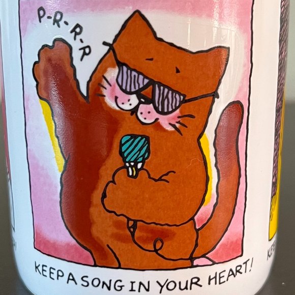 Vintage Hallmark MUG MATES Cat Characters Cup with Lid Coaster ~ 1985 - Picture 5 of 8